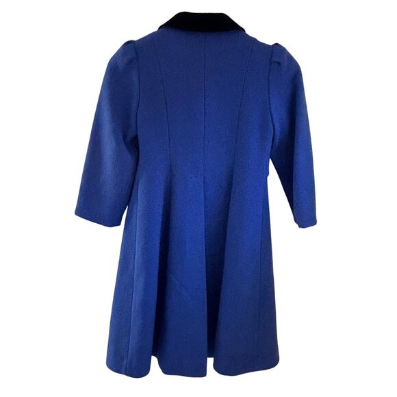 Vintage Rothschild Girl's Wool Blend Long Coat Velvet Trim Royal Blue Size 8 - Picture 11 of 11